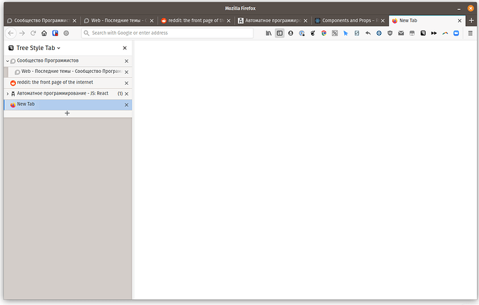 PopOs 20.04 Firefox TreeStyleTab