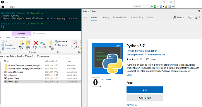 Windows 10 fake Microsoft Store python3
